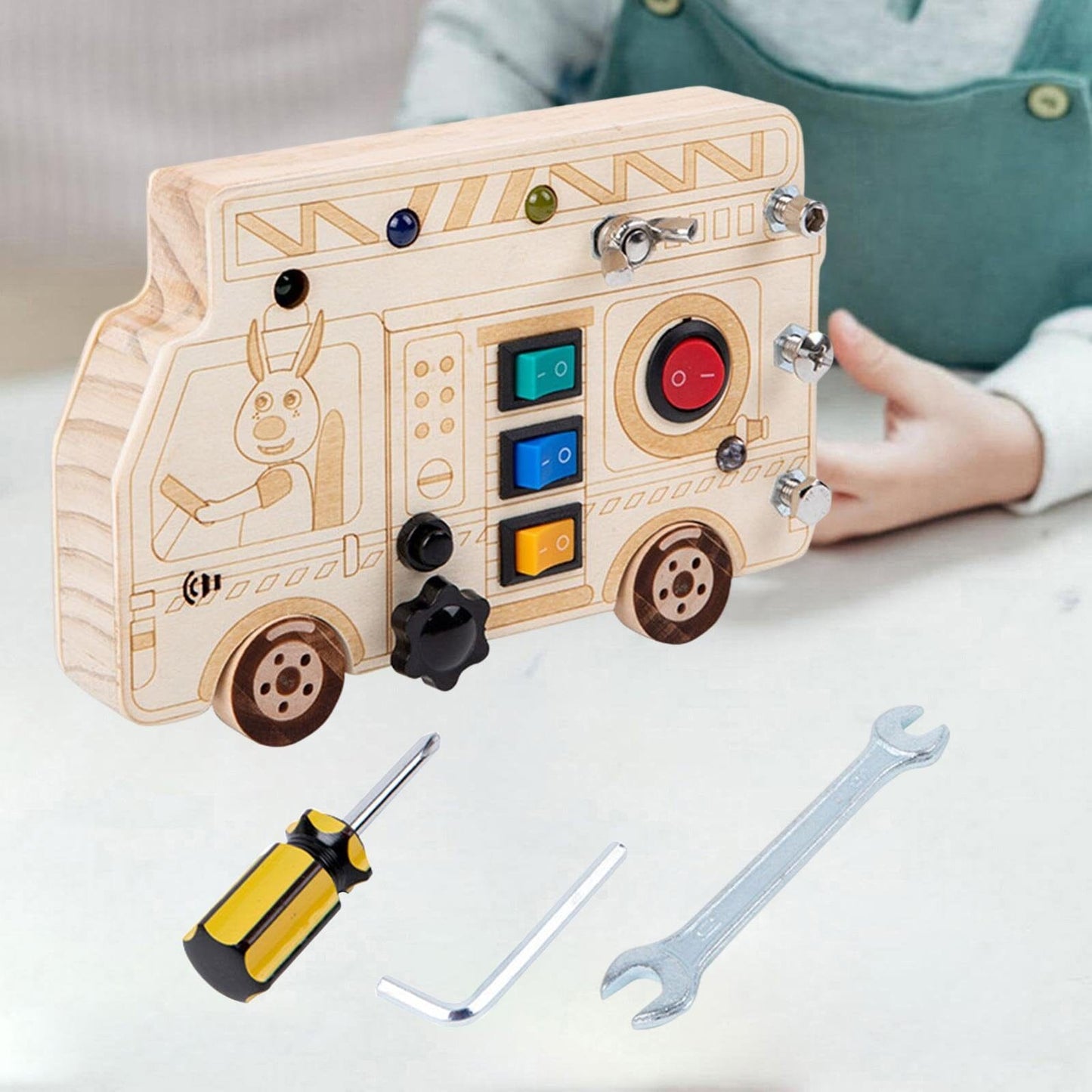 Tableau Montessori - BusyBoardCircuit™ - Camion de pompier - Jouet pour Enfant