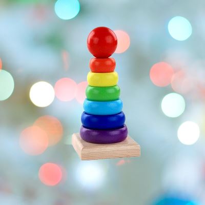 Jouet en Bois - WoodenToys™ - Tour arc - en - ciel - Jouet pour Enfant