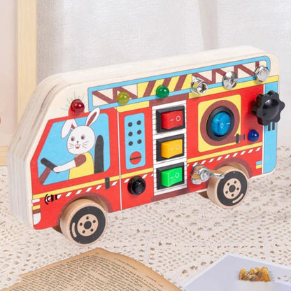 Tableau Montessori - BusyBoardCircuit™ - Autobus scolaire - Jouet pour Enfant
