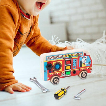 Tableau Montessori - BusyBoardCircuit™ - Autobus scolaire - Jouet pour Enfant