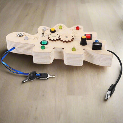 Tableau Montessori - BusyBoardCircuit™ - Dinosaure - Jouet pour Enfant